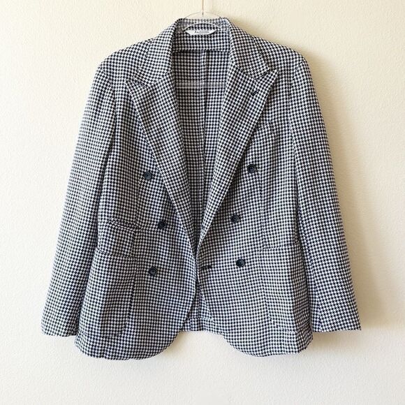 Bottega Martinese Double Breasted Houndstooth Blazer - Picture 7 of 16